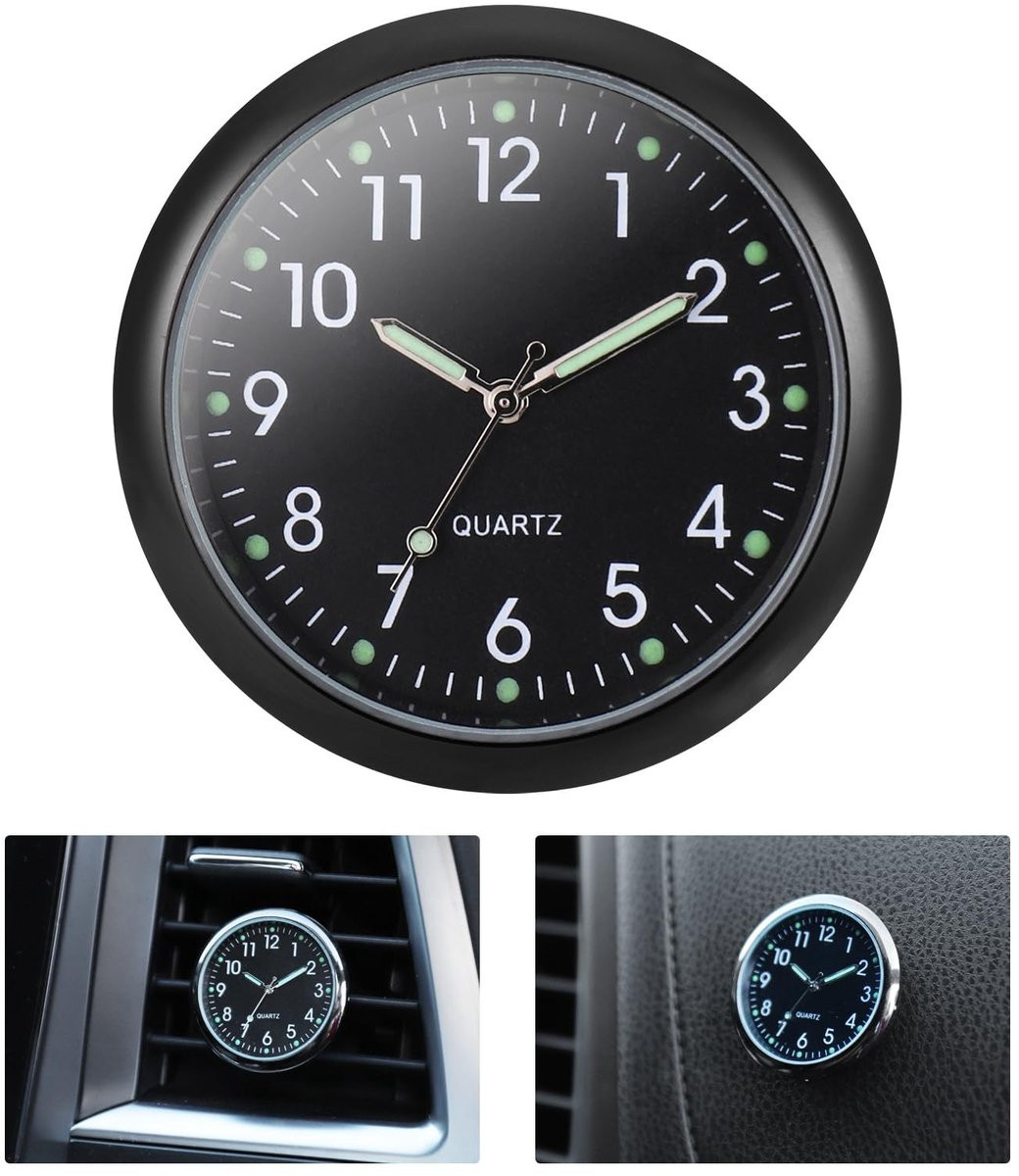 Dailygoods Dailygoody Auto Klok - Quartz Analoge Klok voor Dashboard - 4 x 4 cm