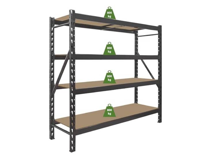 TRUTZHOLM Schwerlastregal Emil 180x190x60 cm 3200 kg aus Stahl Stecksystem 4 Fachböden Pickregal Lagerregal Industrieregal Weitspannregal für Werkstatt Lagerhalle Garage