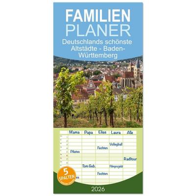 Familienplaner 2026 - Deutschlands schönste Altstädte - Baden-Württemberg mit 5 Spalten (Wandkalender, 21 x 45 cm) CALVENDO