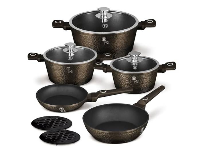 Berlinger Haus Titanbeschichtetes Kochgeschirr Set 10-teilig - Primal Gloss Kollektion, antihaftbeschichtet, langlebig, leicht zu reinigen, für alle Kochfelder geeignet