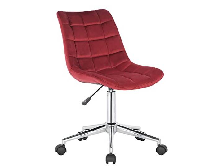 CLP Bürostuhl Medford Samt I Drehstuhl Für Home-Office I Schreibtischstuhl Höhenverstellbar Mit Drehfunktion, Metallgestell Und Rollen, Farbe: rot