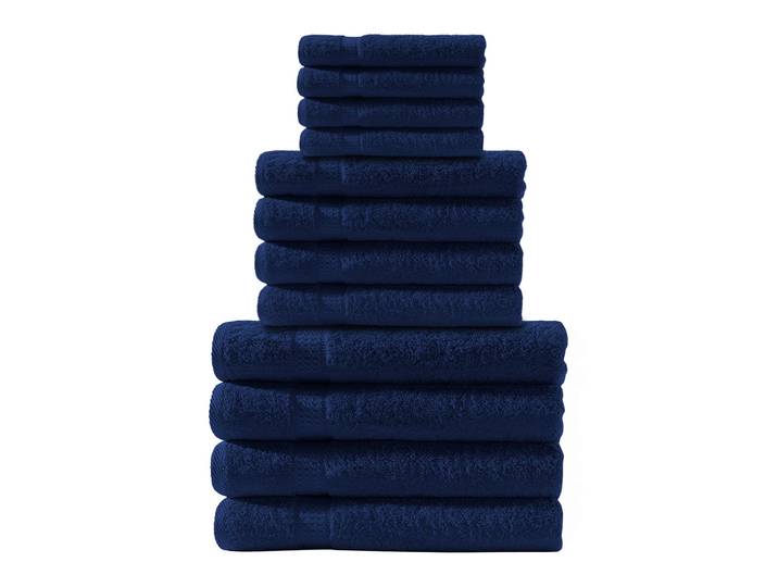 Handtuchset 12-teilig, je 4 Gäste-, Hand- und Duschtücher, 100% Baumwolle, navy