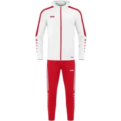 Jako Trainingsanzug Polyester Power mit Kapuze - weiß/rot - 34
