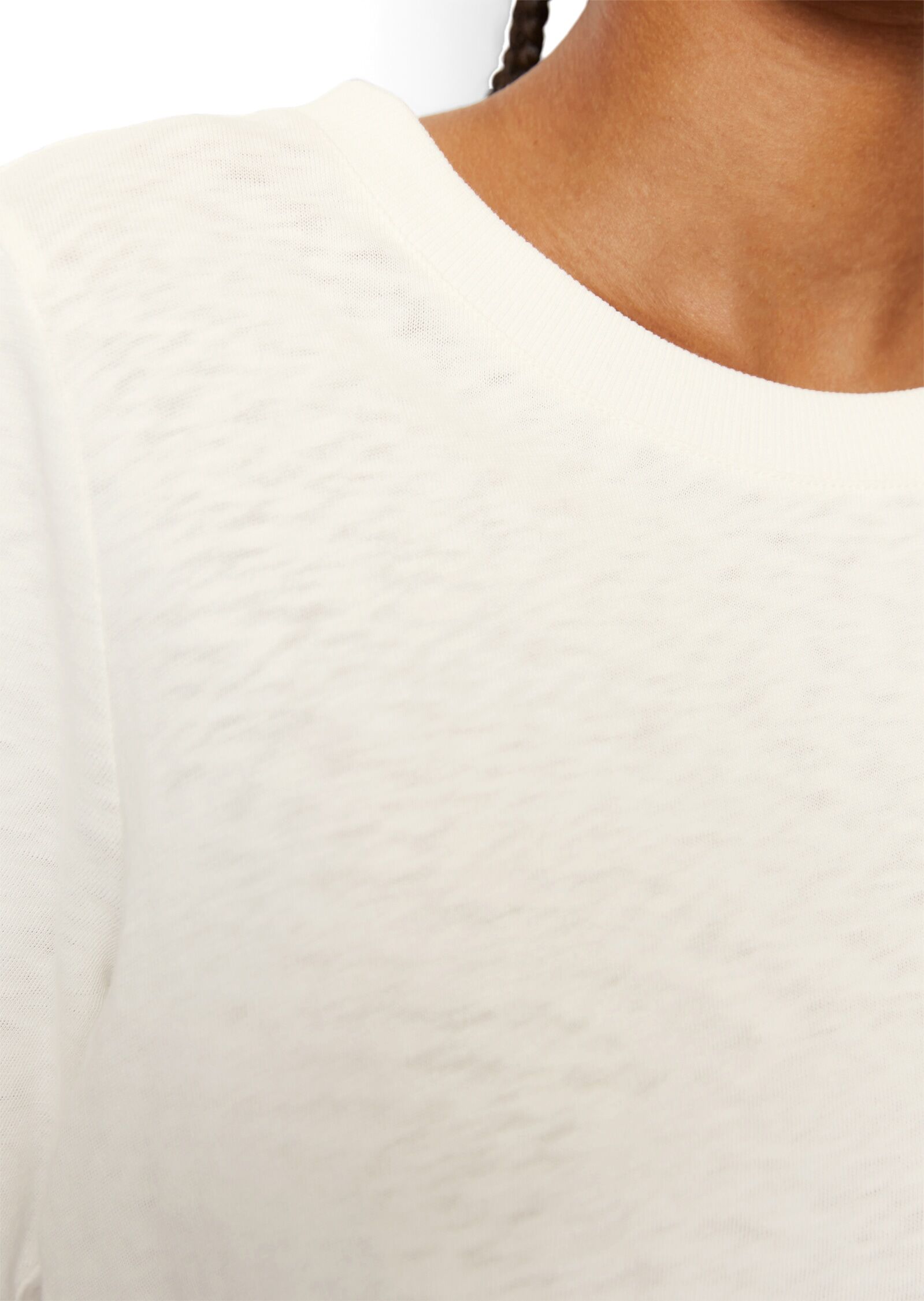 Marc O' Polo T-Shirt MARC O'POLO DENIM, Damen, Gr. S, weiss (wollweiß), Jersey, Obermaterial: 100% Baumwolle, loose fit, Rundhals, Shirts T-Shirt, im cleanen Basic-Look wollweiß S