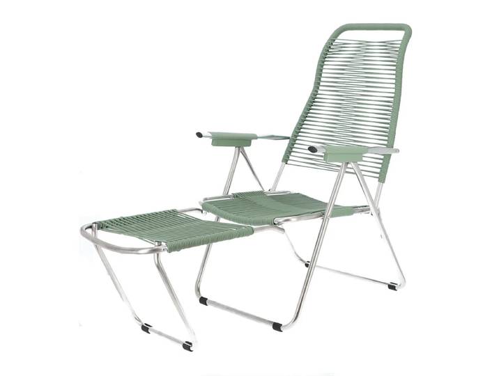 Fiam - Liegestuhl Spaghetti, Gestell Aluminium / Bespannung salbei