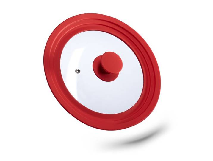 Relaxdays 4x Topfdeckel 20-24 cm Silikonrand rot