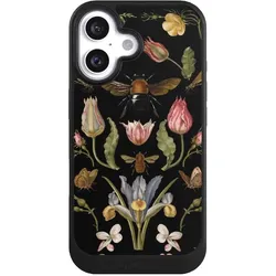 Nivocase Hülle für Apple iPhone 16 Handyhülle NIVOcore Case Schwarz Biene Blumenkranz Blüte (Apple iPhone 16), Smartphone Hülle, Schwarz