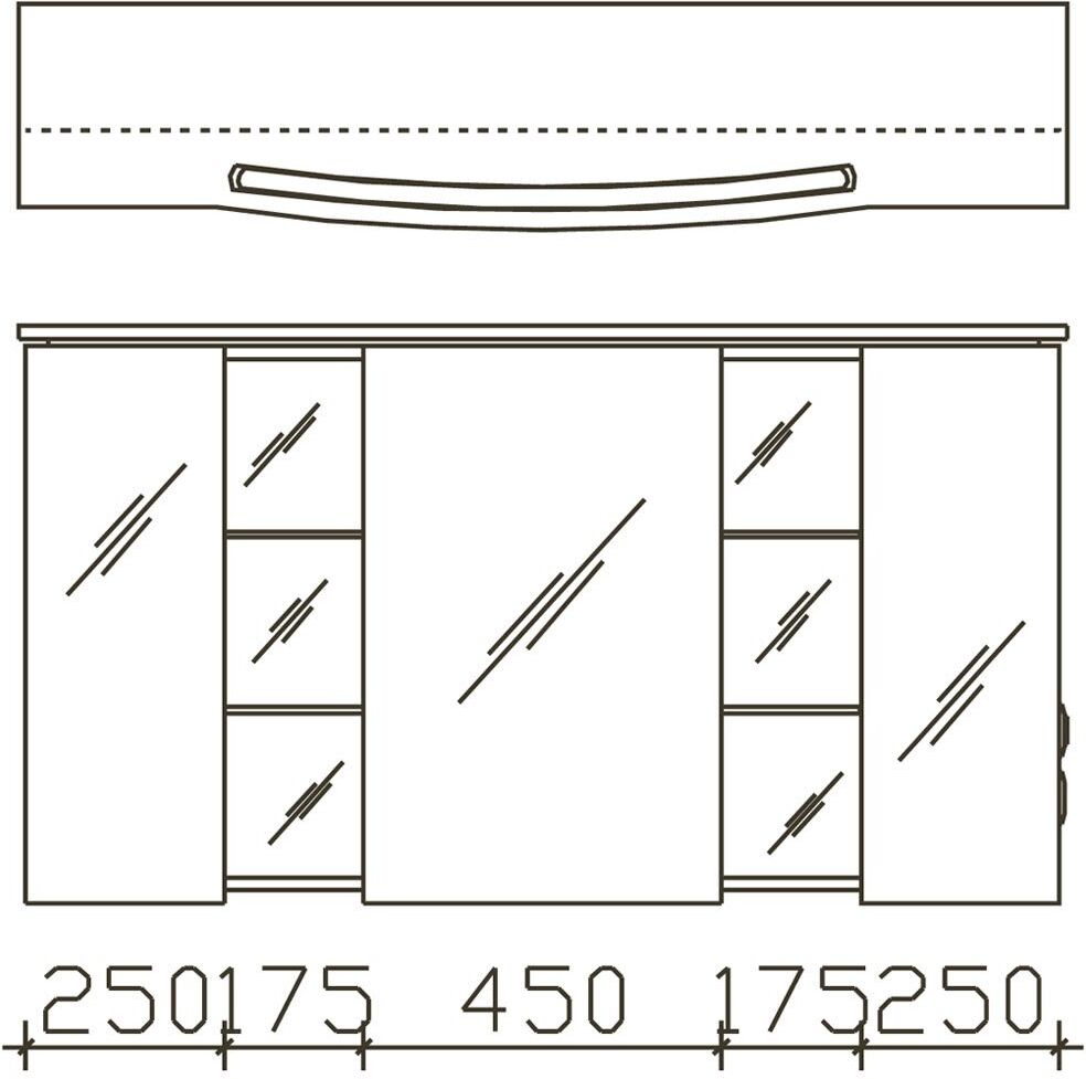 Pelipal Contea Spiegelschrank 130 x 16 x 73 cm mit LED Beleuchtung im Kranz, Modul UN, Badmöbel, CT-S3D8-1273-16-UN-25-N, weiß glanz