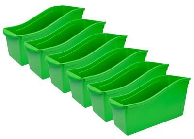 Storex Large Book Bin, Green, Pack of 6