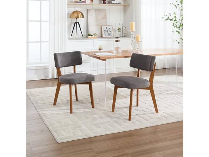VILUXE Esszimmerstuhl Set 2 Stoffstuhl Massivholzbeine Grau Moderner Esszimmerstuhl, Stoffbezug, Massivholzbeine, gepolsterter Sitz, Küche, Esszimmer und Büro