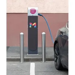 Ladesäulen Rammschutz-Poller aus Edelstahl, H 800 mm, zum Aufdübeln