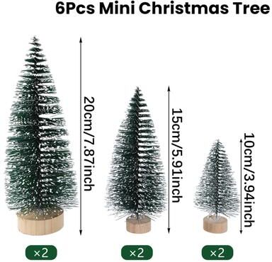 Discount Dollar Deals Artificial Mini Wooden Christmas Tree Blue Green White Gold Tower Pine Small Sisal Tabletop Ornament Decor style 6 other