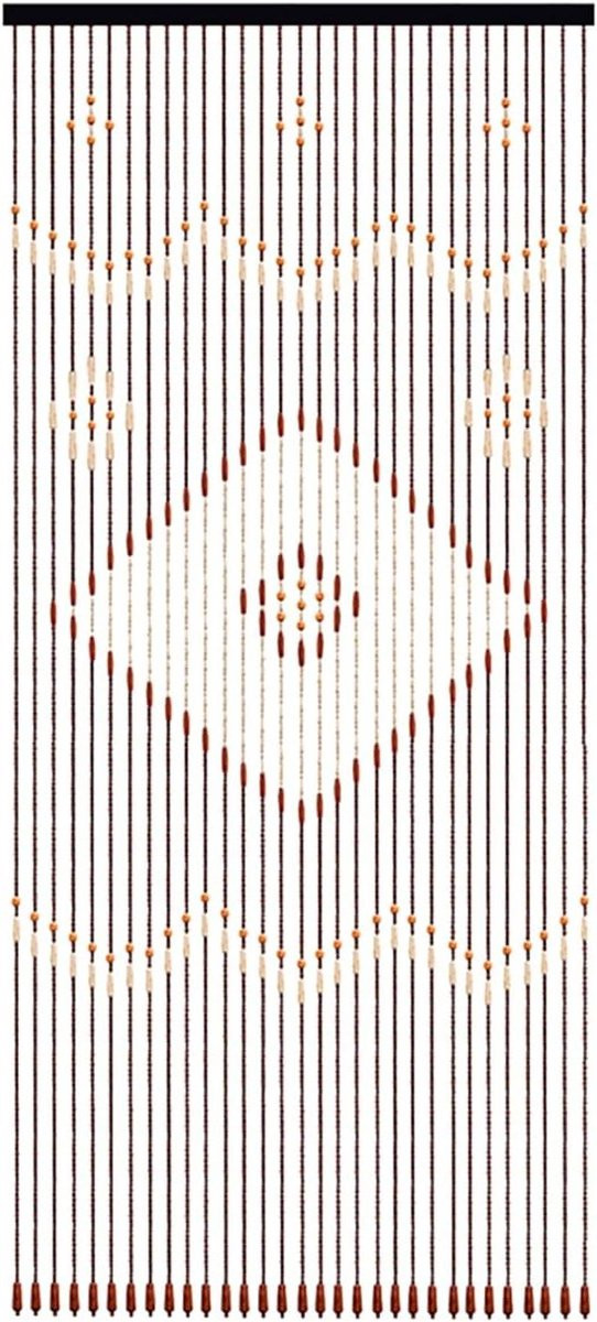 Houten kralengordijn Lijnen Koffie - 90 x 208 cm