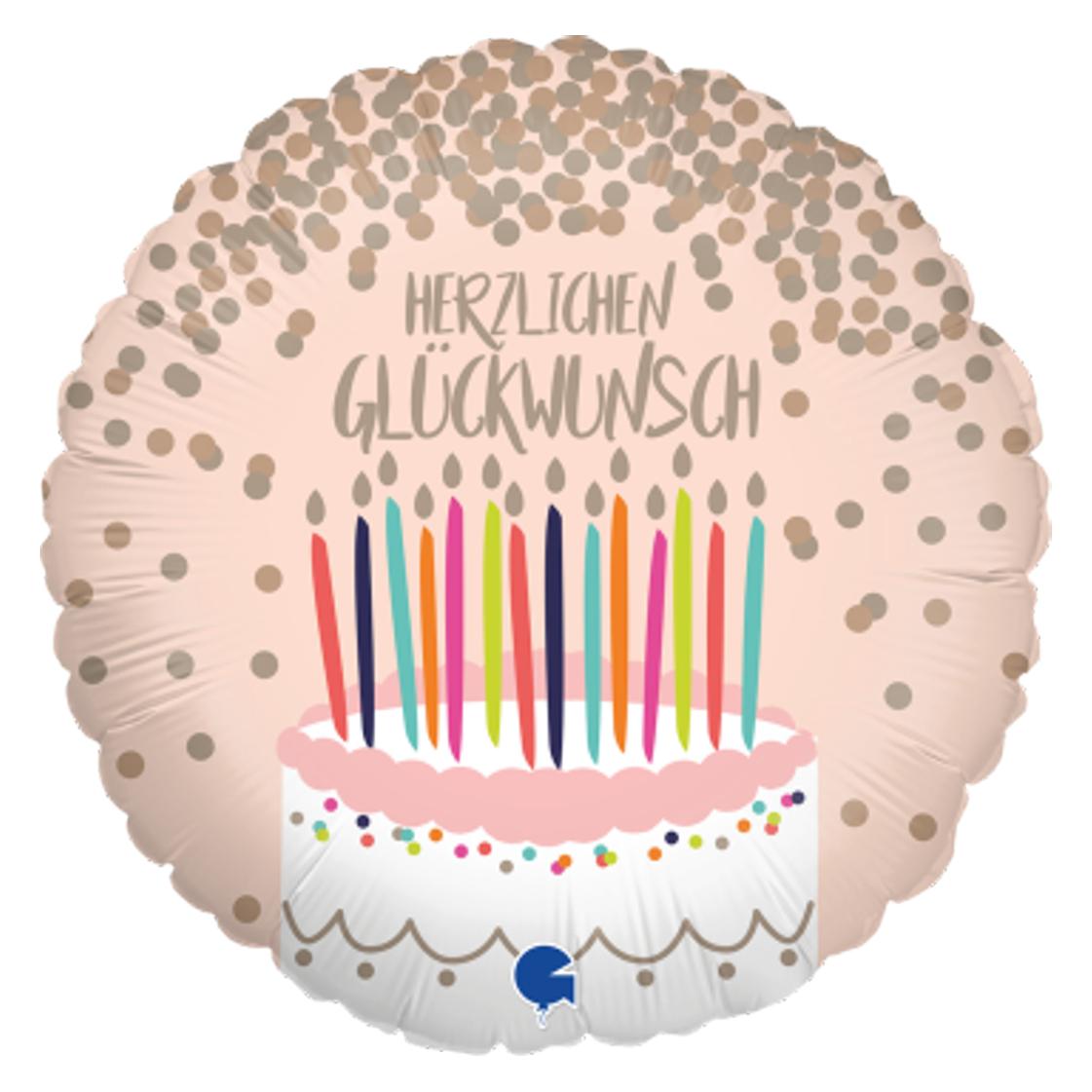 Grabo Folienballon Ø 45 cm Herzlichen Glückwunsch (1x) (S-268)
