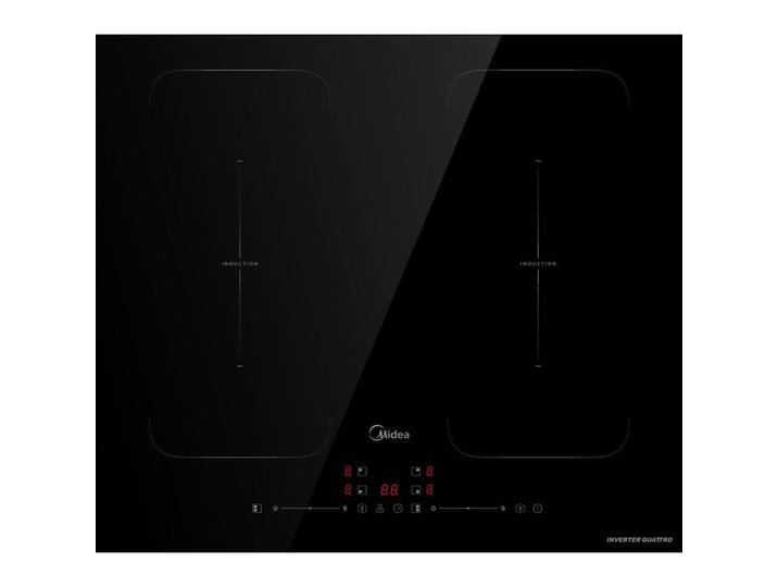 Midea Induktionskochfeld, Schwarz, Metall, Glas, 52x62x59 cm, Kindersicherung, Sicherheitsabschaltung, Betriebskontrollleuchte, Bräterzone, Restwärmeanzeige je Kochzone, Topferkennung, Timerfunktion, Küchen, Küchenelektrogeräte, Kochfelder, Induktionskochfelder
