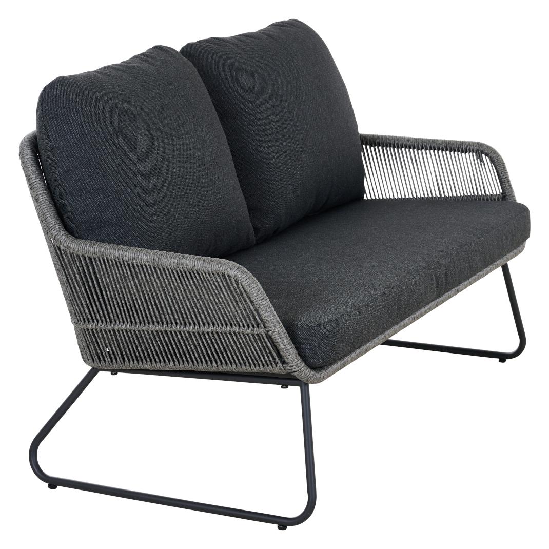 Siena Garden Kansas Lounge 2er Bank, grau Alu, Geflecht, inkl. Kissen (T59862)