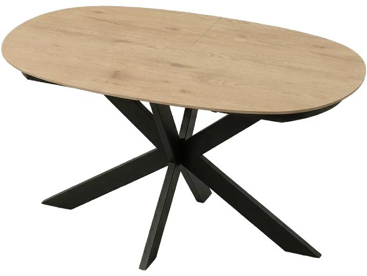 Esstisch BYLIVING NEVADA , braun (eiche natur, eiche natur), B:140cm H:75cm T:90cm, Tische, Esstisch, Tischplatte Eiche natur, bis 100 kg, Säule (X-förmig), Mittelauszug