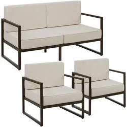 tectake Garten-Loungeset Comosa für 4 Personen, XXL-Polsterung  Braun/Beige