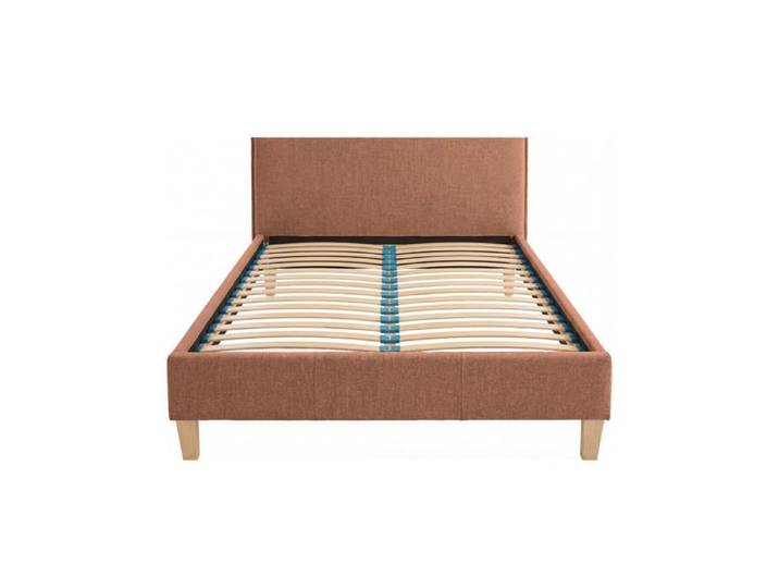 AMORE - Lit tissu lisse Terracotta 200x200cm