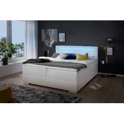 meise.möbel Boxspringbett Las Vegas II 160 x 200 cm Lederoptik Weiß