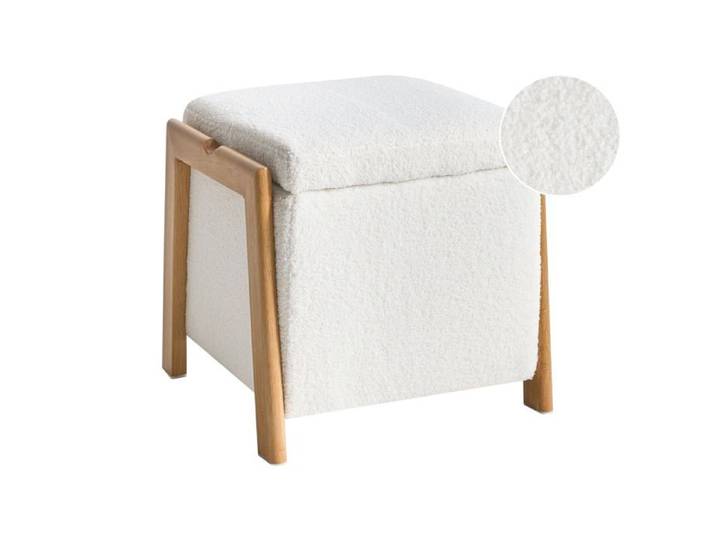 Pouf de rangement EDLAND Bouclé Blanc