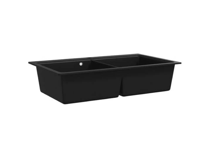 vidaXL Évier de cuisine encastrable à 2 bacs en granite noir