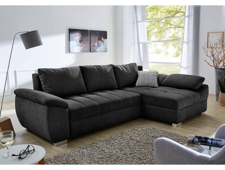Ecksofa JOCKENHÖFER GRUPPE Alster L-Form, B: 268 cm , schwarz, B:268cm H:76cm T:161cm, Sofas, Ecksofa, mit Schlaffunktion, Bettkasten & Zierkissen