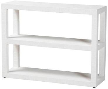 bali & pari Oaklynn Natural Grasscloth Bookshelf - Two-Tier Display Piece with Open Frame, Modern Coastal Accent Shelving for Living Room