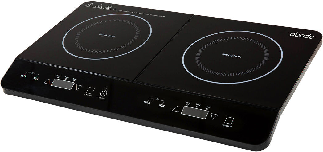 Abode AINDH2003 Portable Double Induction Hob, Digital Dual Control 2.8kW - Black Black 6.8cm H X 60cm W X 36cm D