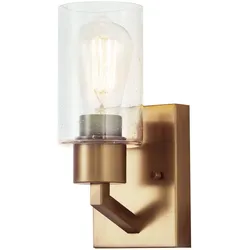 Elstead Lighting Kichler Deryn 1-flammige Wandleuchte E27 Naturmessing mit Strukturglas
