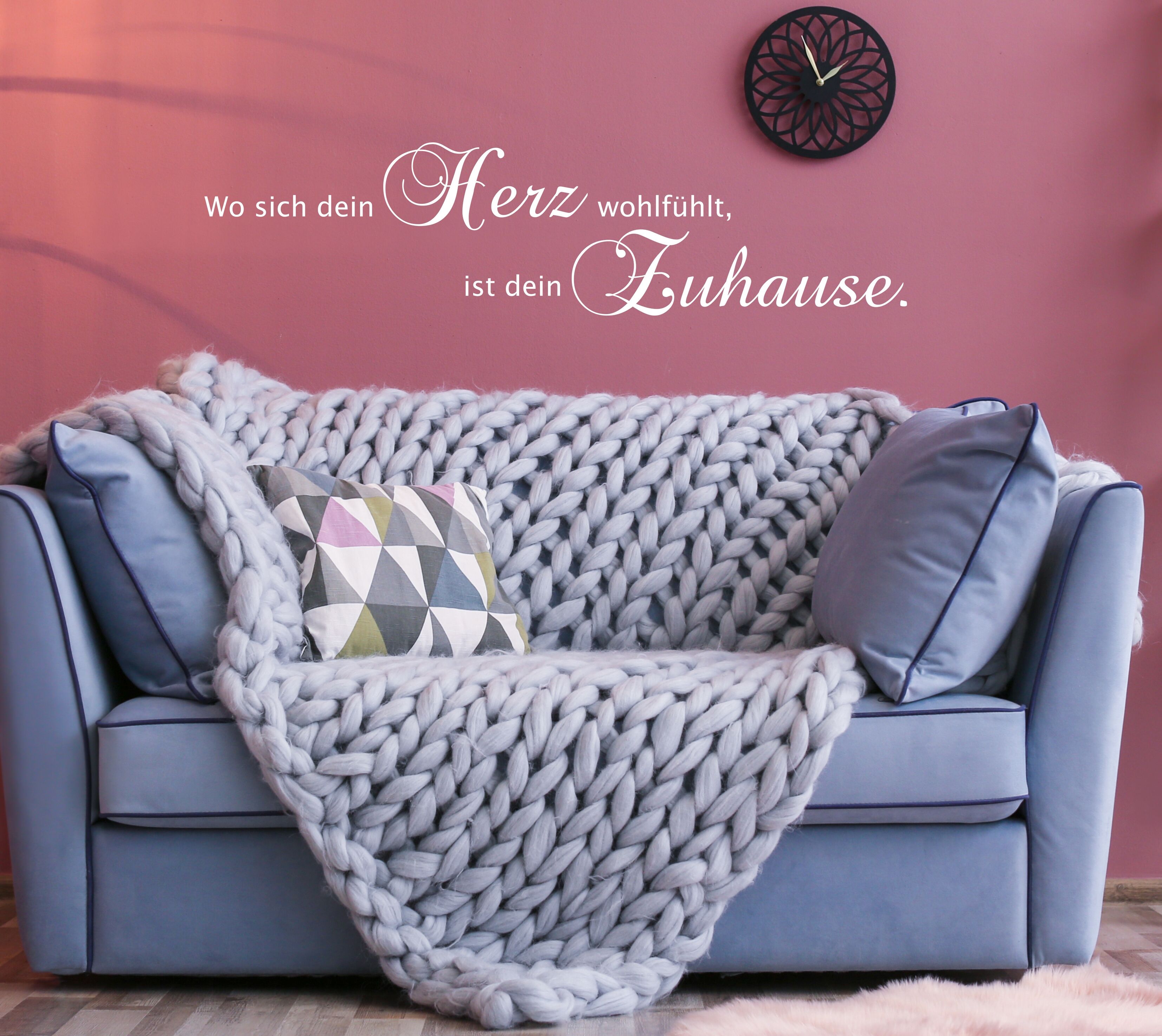 Wandspruch GOODPRODUCT "Wo sich dein Herz wohlfühlt, ist dein Zuhause", weiss (weiß), B:120cm H:30cm T:0,1cm, Vinyl, Wandtattoos, Wandspruch, Wandaufkleber, selbstklebend, rückstandslos abziehbar, Sticker, Spruch weiß B/H/T: 120cm x 30cm x 0,1cm, Schriftz