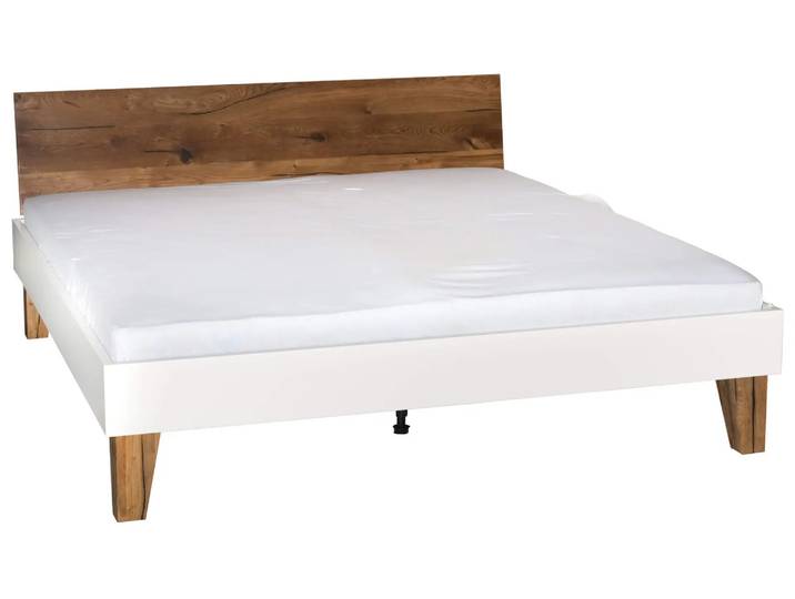 Bett Balboa, Sumpfeiche, Weiss Lackiert, Liegefläche 180 x 200 cm