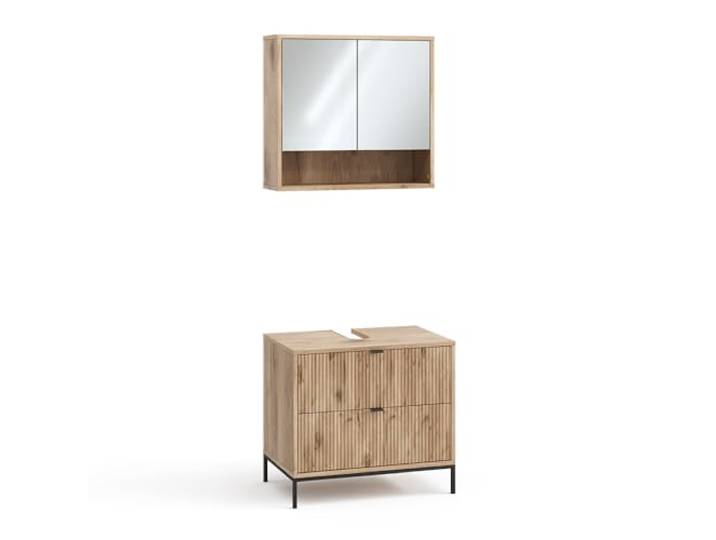 Vicco Badmöbel-Set Eliza, Viking Oak 70 cm 2-teilig · Waschtischunterschrank · Spiegelschrank