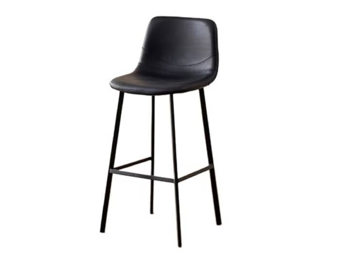 VNCdfhETs Barstuhl Hoher Barhocker Aus Leder Mit Rückenlehne, Einfache Heimstühle Barhocker(Black)