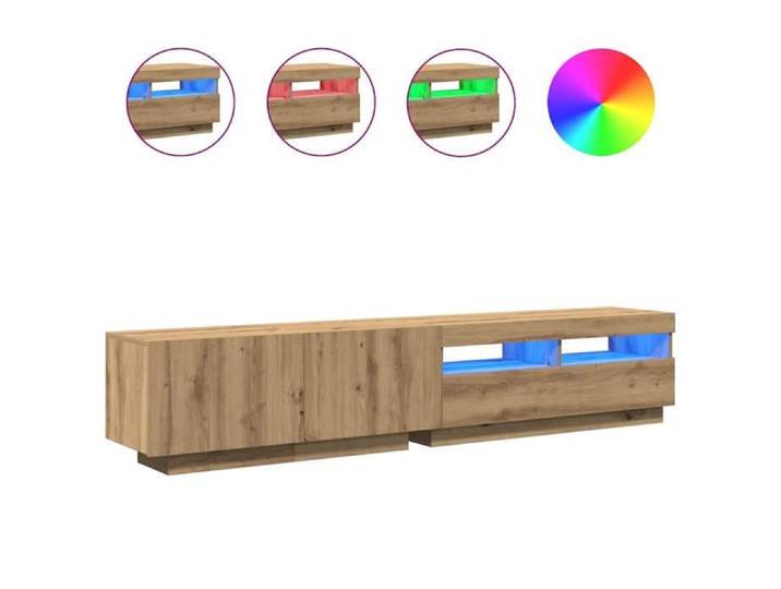 Console TV VENT-FLASH - Banc TV Meuble TV - avec lumières LED chêne artisanal bois d'ingénierie - Meuble de Salon（36860）ZLH