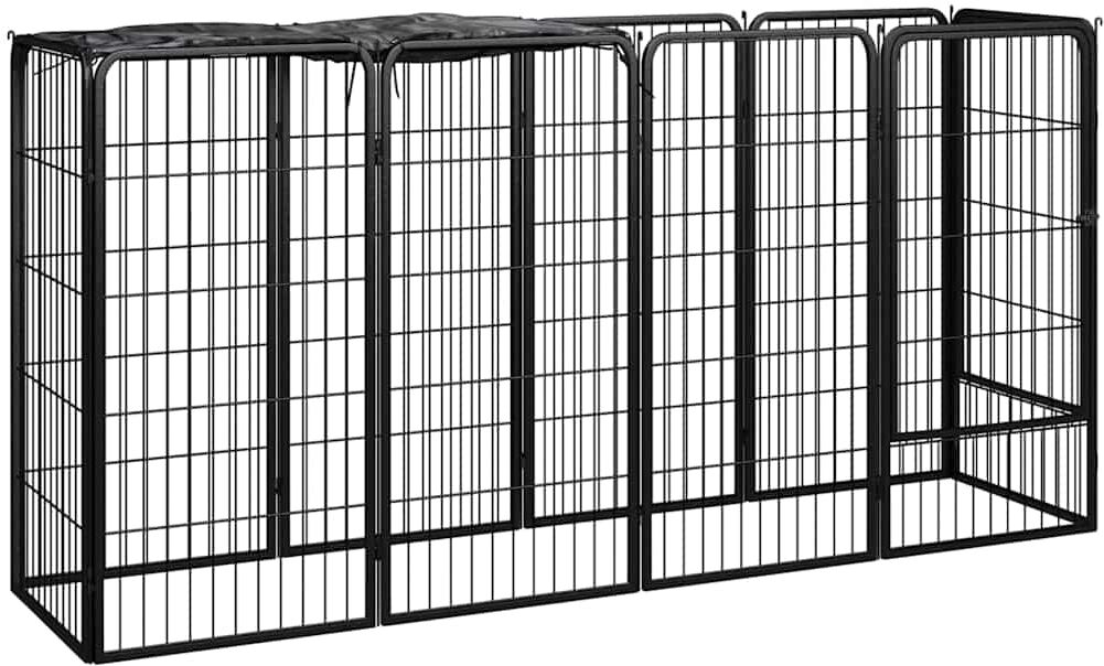 vidaXL Parc pour chien 10panneaux Noir 50x100cm Acier enduit de poudre
