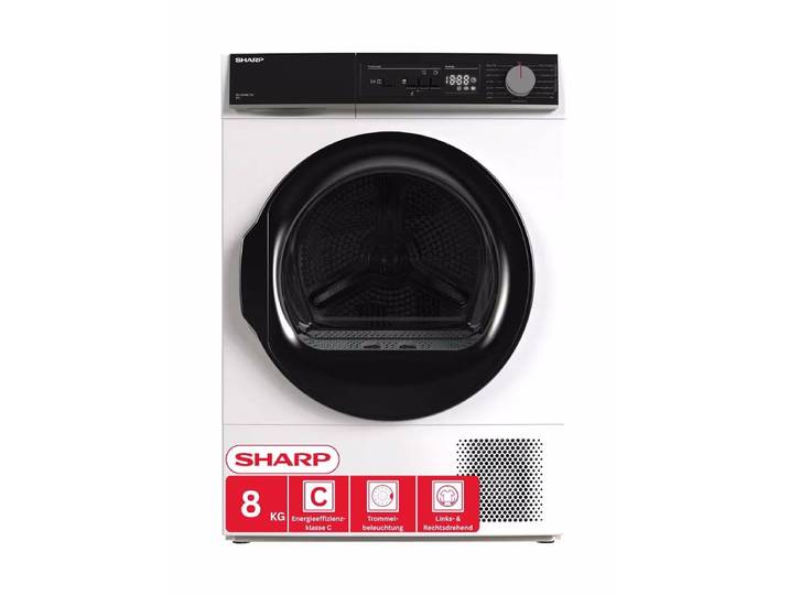 Sharp KD-NHA8G6TWC Wäschetrockner – Tumbler/Wäschetrockner – schwarz / weiss
