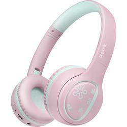 LogiLink BT0073P On Ear Headset Bluetooth®, kabelgebunden Rosa, Hellblau Faltbar, Lautstärkebegrenzung