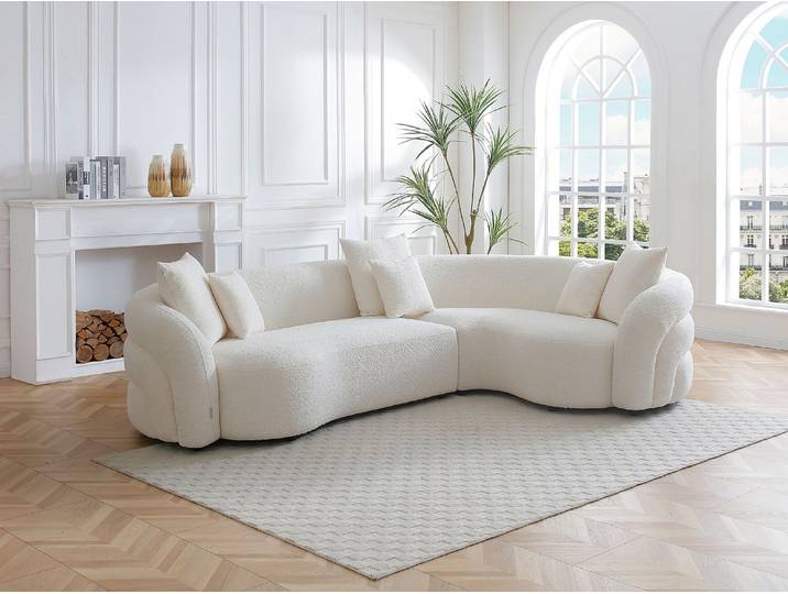 Ecksofa rechts - Stoff - Weiß - LAPIOTA von Maison Céphy
