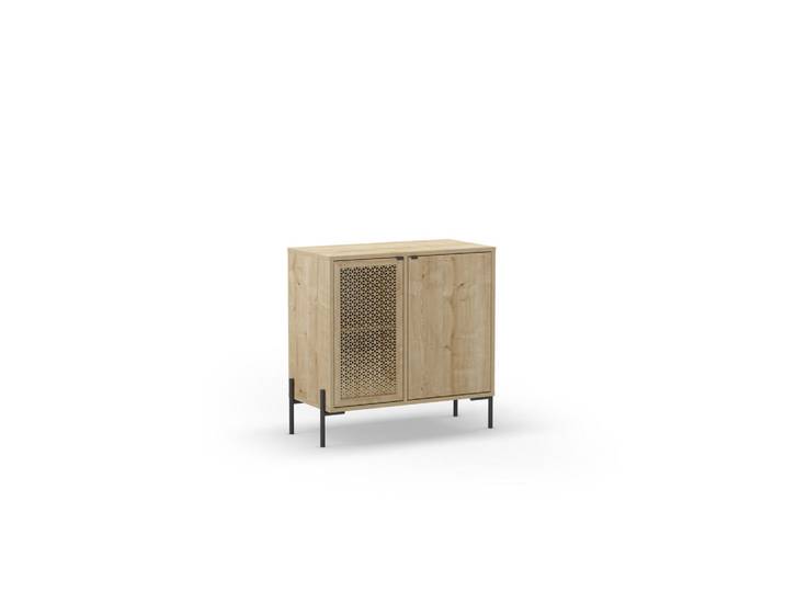 Calicosy Kommode 2 Türen und Metallfüße Inca - L80 cm, Braun, Holz, Grafikmuster, 40x80.3x83.6 cm, Kleinmöbel, Kommoden, Kommoden