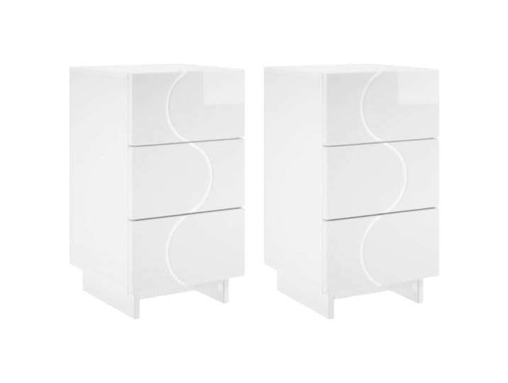 LMTYOENFG Nachttisch 2er Set Hochglanz Weiß 33,5x34,5x60cm 6 Schubladen bieten viel Stauraum für das Schlafzimmer, während die pflegeleichte Ablage flexibel nutzbar bleibt.