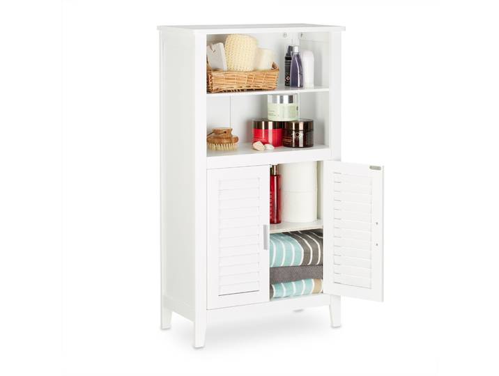 Badezimmerschrank weiss LAMELL Weiss-Silber