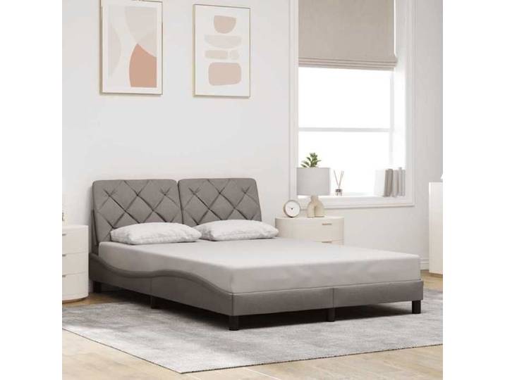 UNIQUE Lit Double de chambre LMT - Cadre de lit - sans matelas - taupe 140x200 cm tissu cozy315954