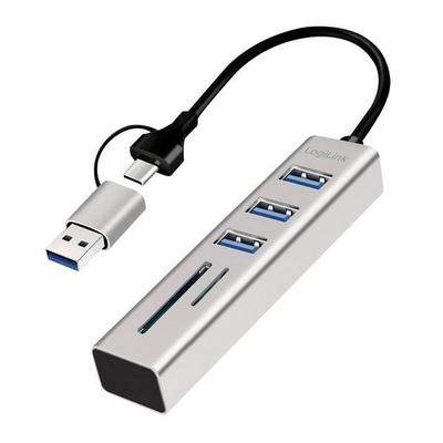 LogiLink UA0445 USB-Hub 3 Port USB-A, SDHC, microSDHC USB 3.0 5 GBit/s Aluminium UA0445