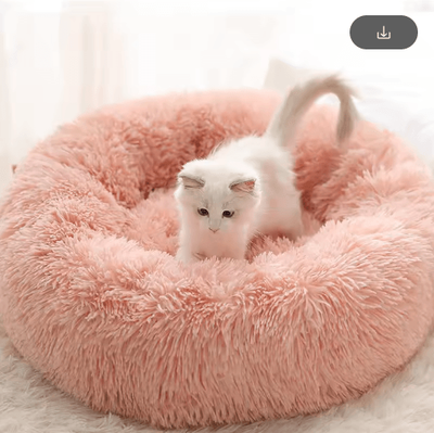 Inspire Picks Round Plush Cat Bed Cat Bed With Semi Enclosed Design For Warmth, Comfort & Secure Sleep pink 70cm