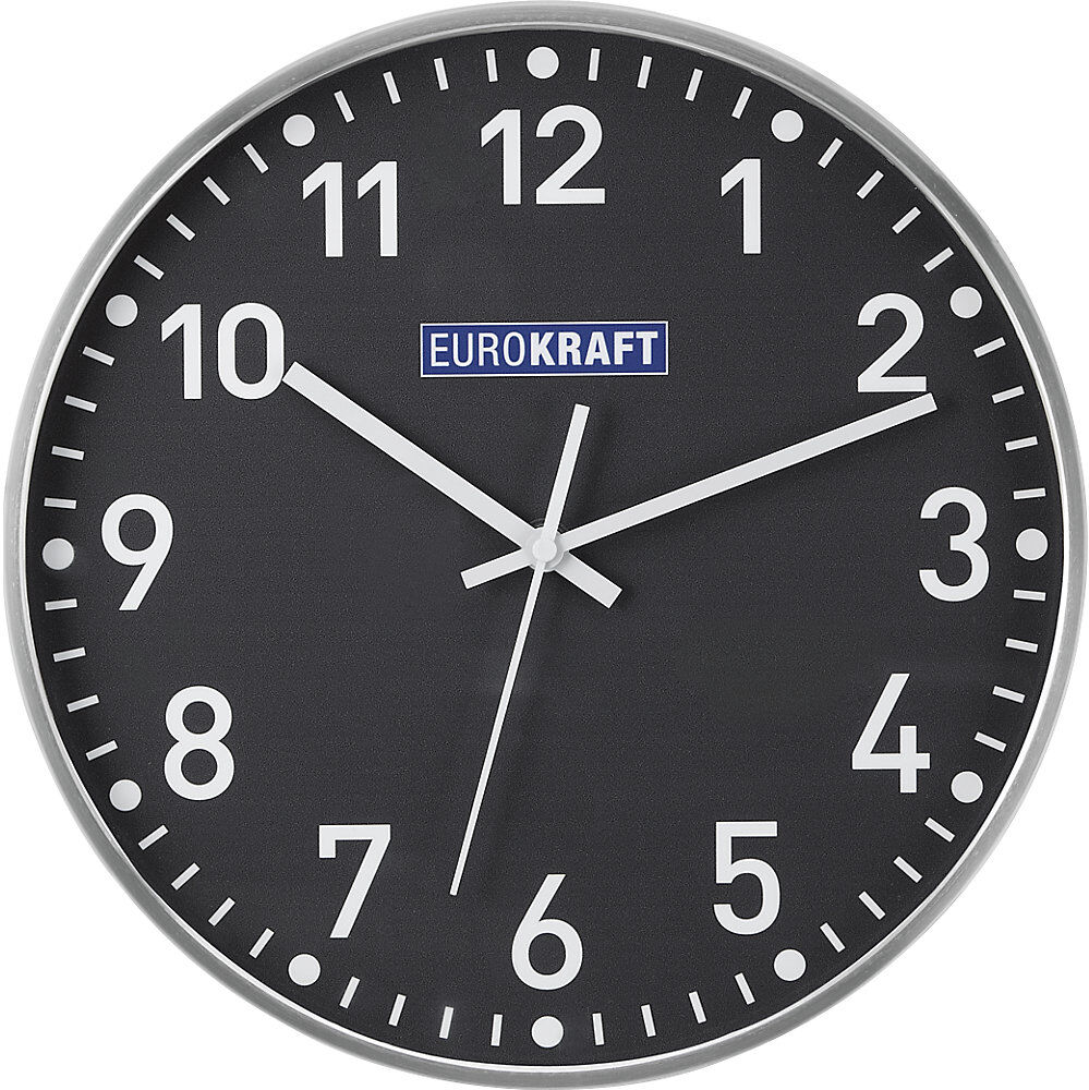 Wanduhr, Ø 300 mm, Quarzuhrwerk, Zifferblatt graphitgrau eurokraft pro