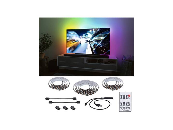 Paulmann EntertainLED LED-Strip RGB TV-Set 75 Zoll EntertainLED, dimmbar, schwarz, für Wohn- / Esszimmer, Kunststoff, Modern