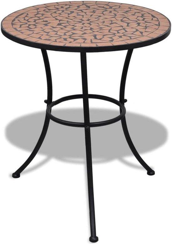 Famanu Runder Mosaik Garten- und Bistro-Tisch mit Eisenrahmen - Terracotta