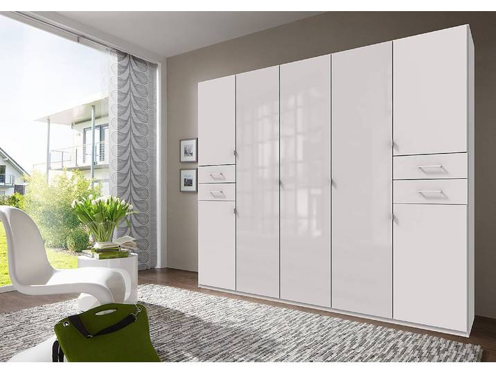 Armoire à portes battantes 225cm Blanc/Blanc