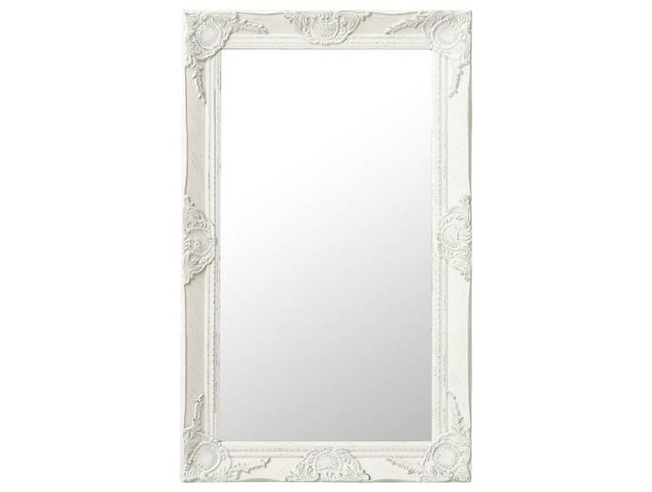 Miroir mural style baroque 50x80 cm Blanc, Grand miroir mural style baroque pour salon, Miroir décoratif blanc vintage avec cadre orné